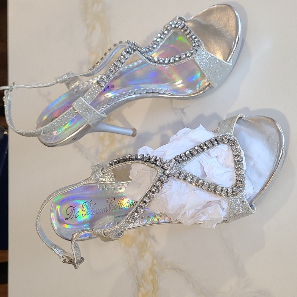 Silver sparkle & Rhinestones Shoes